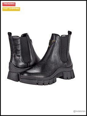 Faux Leather Chelsea Ankle Boot Chunky Lug Sole Pull-On